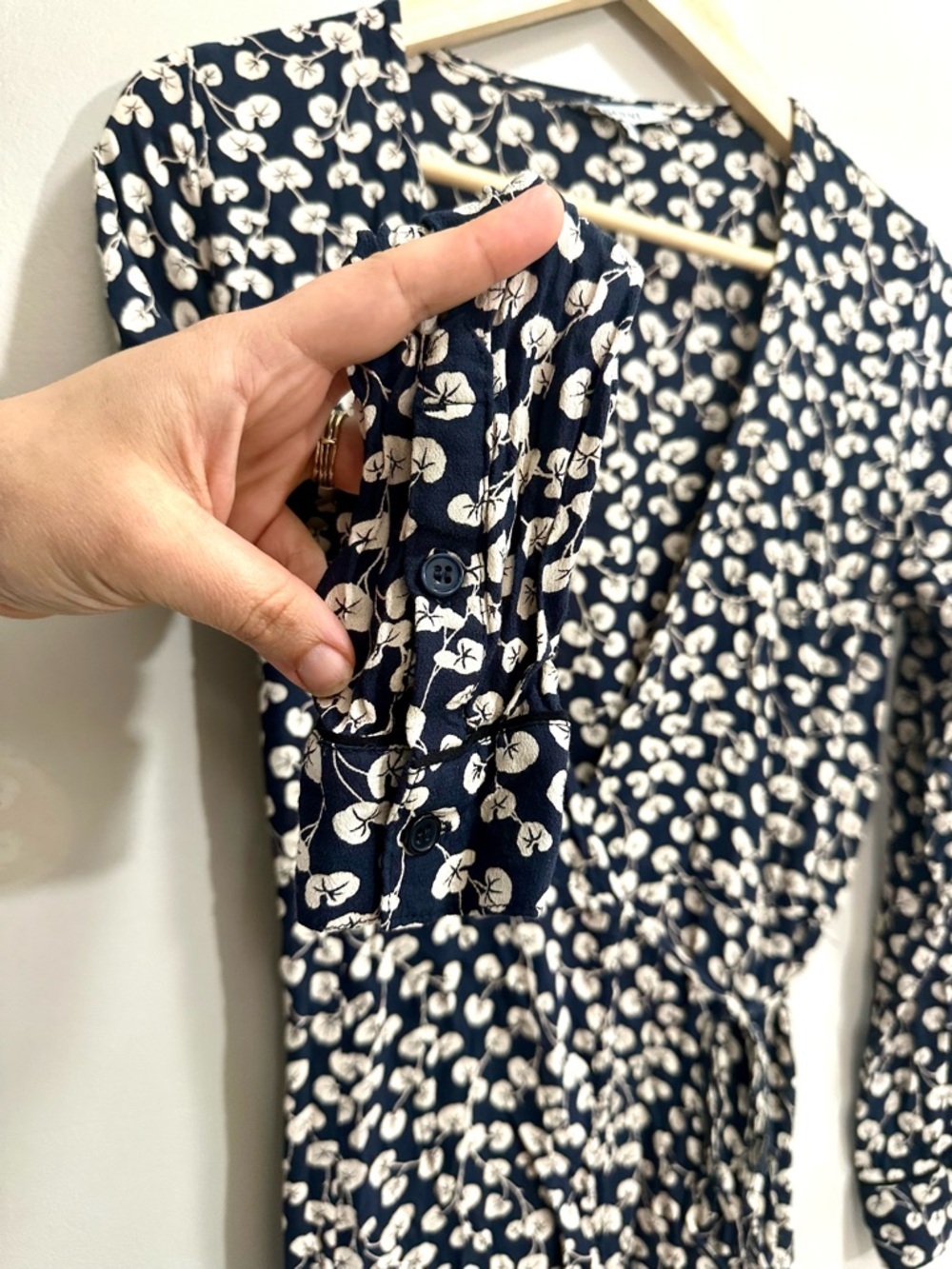 Ganni Navy and Floral Rosenberg Maxi Wrap Dress Size 36 - Picture 3 of 8